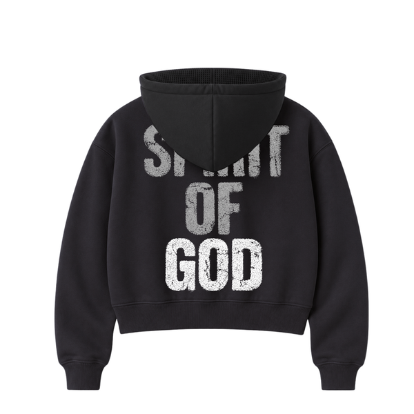 A*Dove Cropped Thermal-Lined Zip Hoodie