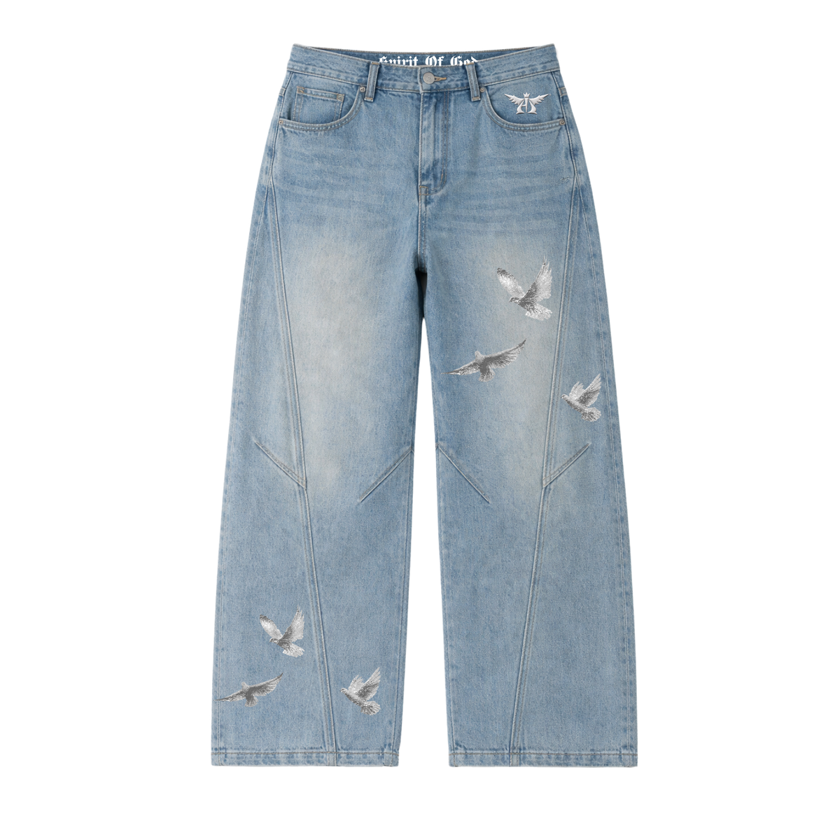 Adove Baggy Wide Leg Blue Jeans