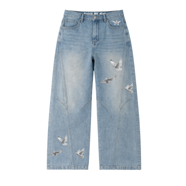 Adove Baggy Wide Leg Blue Jeans