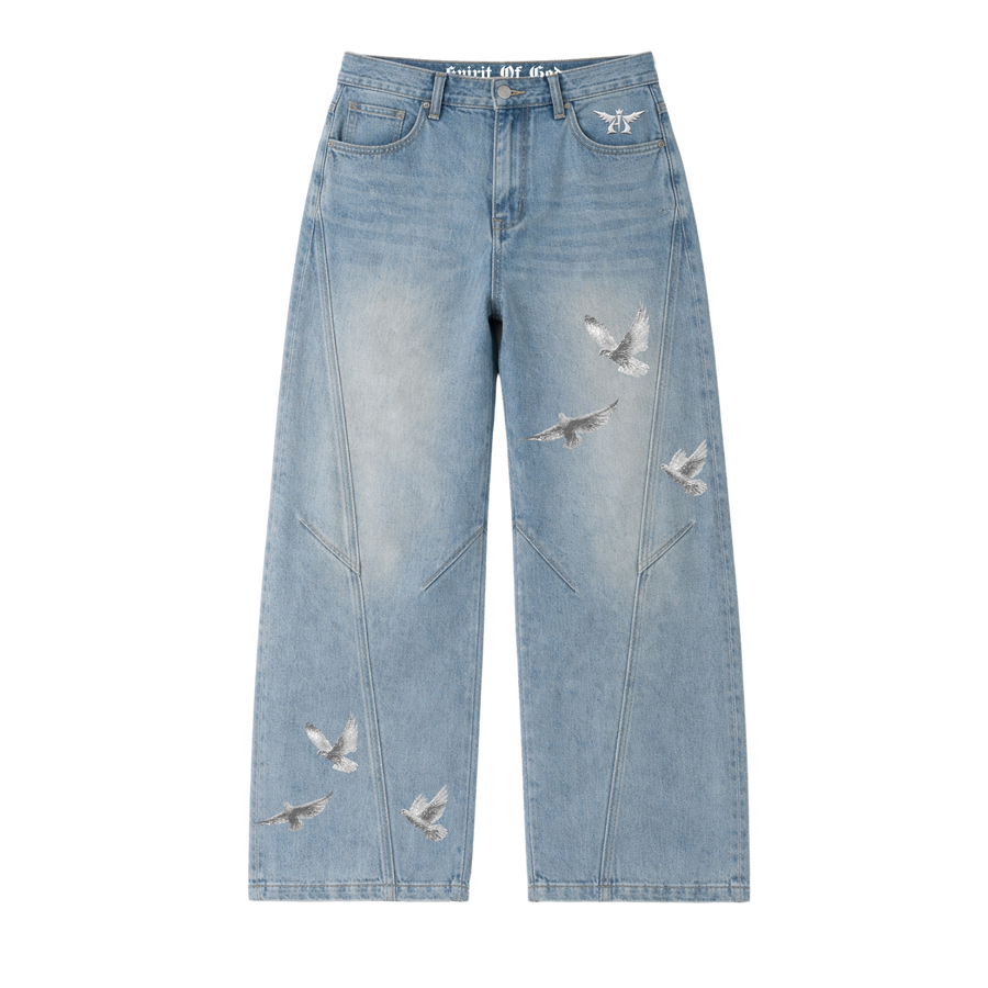 Adove Baggy Wide Leg Blue Jeans