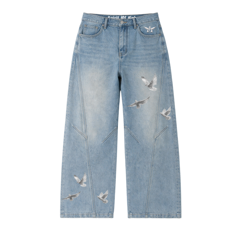 Adove Baggy Wide Leg Blue Jeans