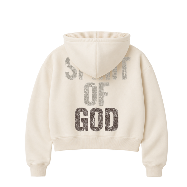 A*Dove Cropped Thermal-Lined Zip Hoodie