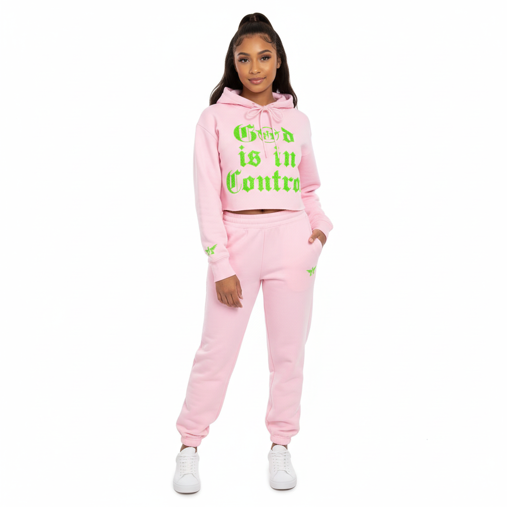 Adove God Is In Control Crop Hoodie