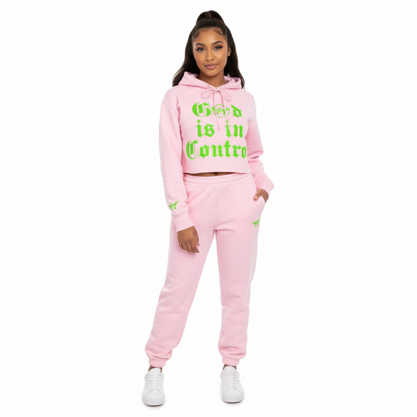 Adove God Is In Control Crop Hoodie