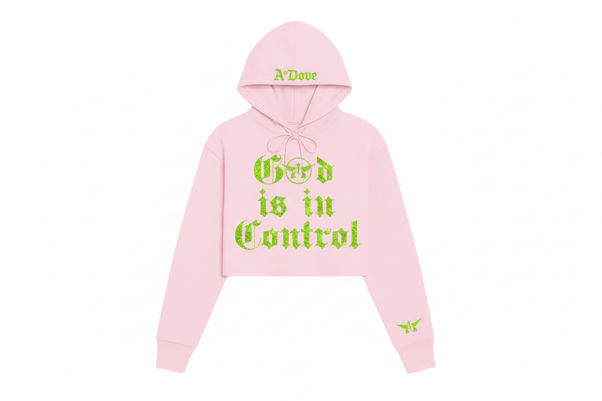 A*Dove God Is In Control Crop Hoodie
